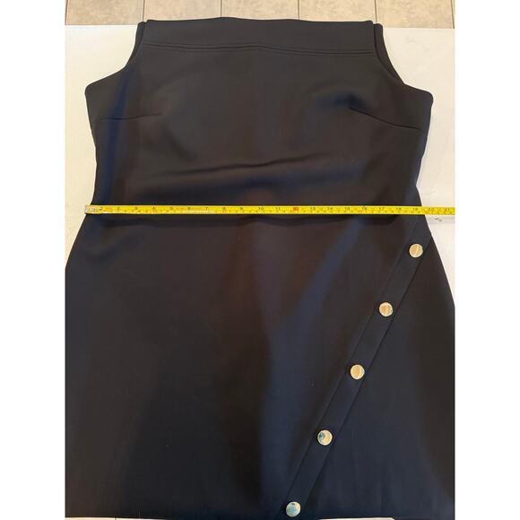 057 Tommy Hilfiger Women's Black Sleeveless Gold Button Dress Sz 18 - Picture 7 of 8